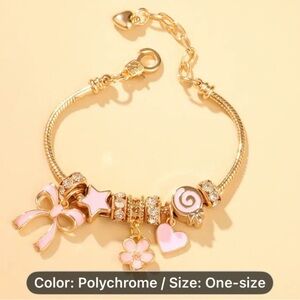 Gold and Pink Charm Bracelet